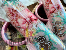 Load image into Gallery viewer, "Tis the Season" Pink Christmas Tumbler with Faux Whipped Cream Drip