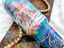 Load image into Gallery viewer, 40oz Tropical Travels Themed Tumbler with Custom Palm Tree Handle
