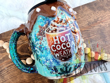 Load image into Gallery viewer, "Hot Cocoa Weather" Mug with Faux Chocolate Drip and Marshmallows