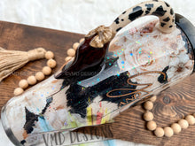 Load image into Gallery viewer, 40oz Cowhide and Lace Glitter Tumbler Design with Cow Tail Handle