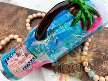 Load image into Gallery viewer, 40oz Tropical Travels Themed Tumbler with Custom Palm Tree Handle