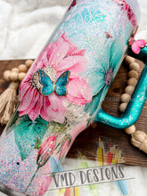 Load image into Gallery viewer, 40oz Floral Tumbler with 3-D Butterflies
