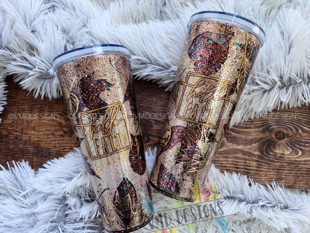 “Hello Fall” Acrylic Snow Globe Tumbler