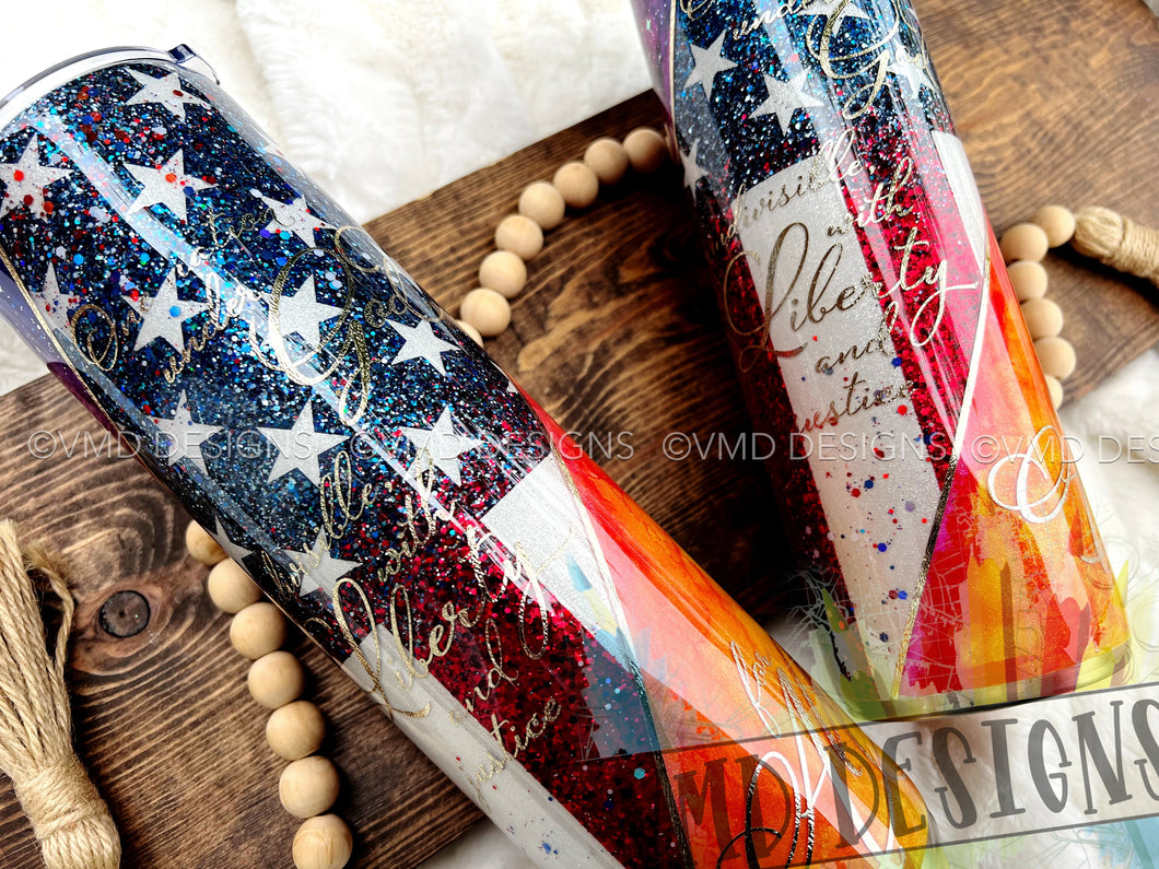 32oz American Flag/Lady Liberty Design