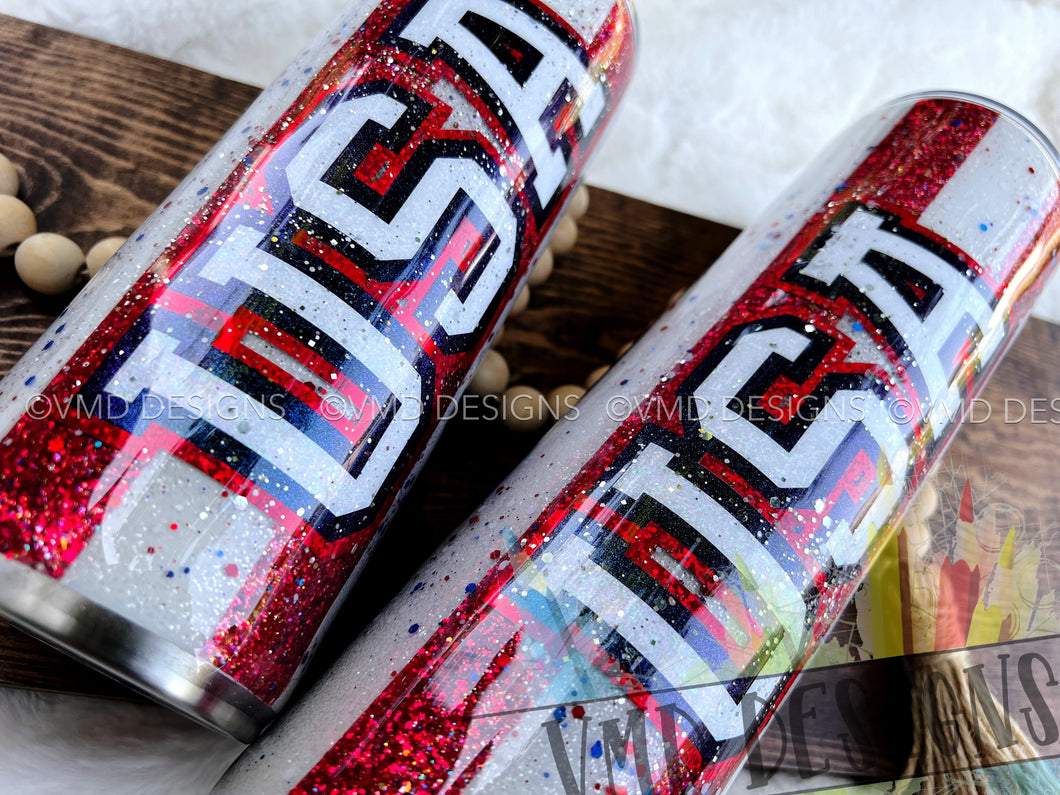 American Flag Glitter Tumbler