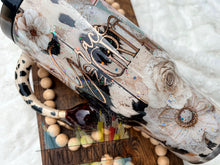 Load image into Gallery viewer, 40oz Cowhide and Lace Glitter Tumbler Design with Cow Tail Handle
