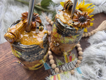 Load image into Gallery viewer, Honey Bee Mason Jar Tumbler with Rhinestones and Decorative Lid
