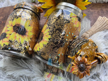 Load image into Gallery viewer, Honey Bee Mason Jar Tumbler with Rhinestones and Decorative Lid
