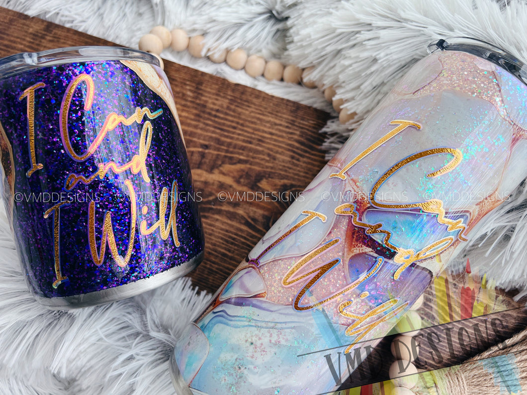 Mother of Pearl Opal and Geode Tumbler Designs