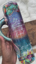 Load and play video in Gallery viewer, 32oz Beachy Mermaid Glitter Tumbler with Mermaid Tail Handle
